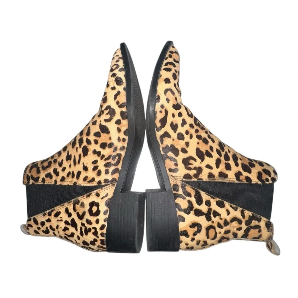 Steve Madden Womens Ankle Boots 7.5 Leopard Print Jerry Calf Hair Pull On Boots - Picture 6 of 10